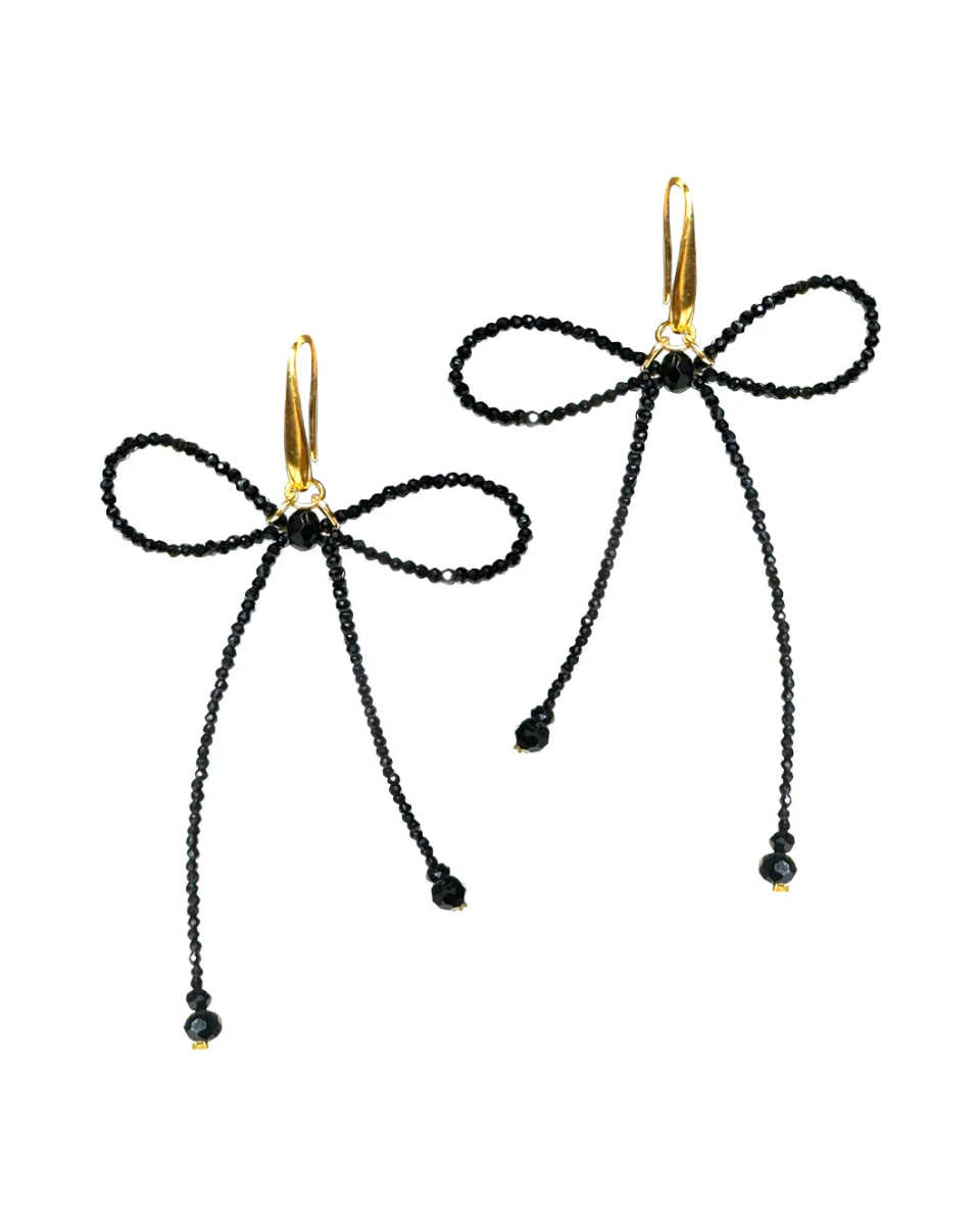 Gem Stone Bow Earrings