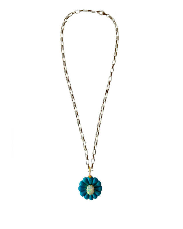 Turquoise, Opal Flower Necklace