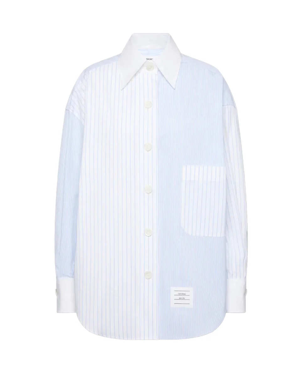 Poplin Pinstripe Funmix Micro University Striped Supersized Long Sleeve Shirt