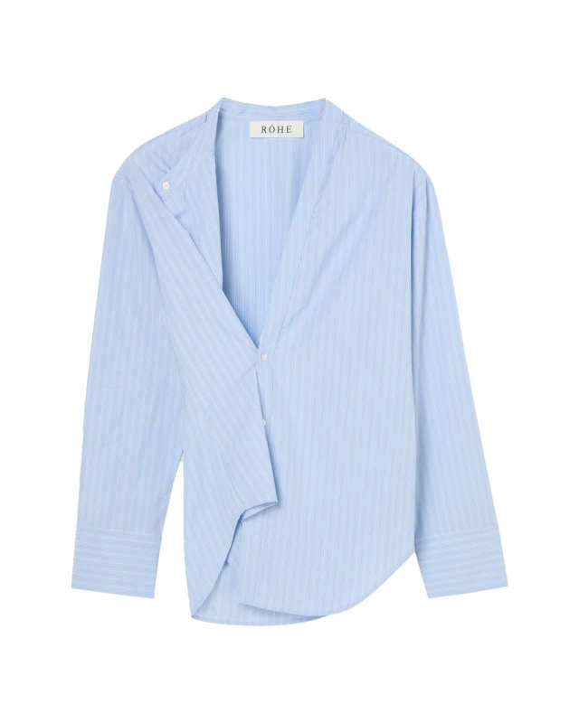 Overlap Striped Shirt Fine Blue Stripe