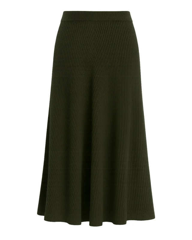 Ribbed Midi Knit Skirt In Oregano