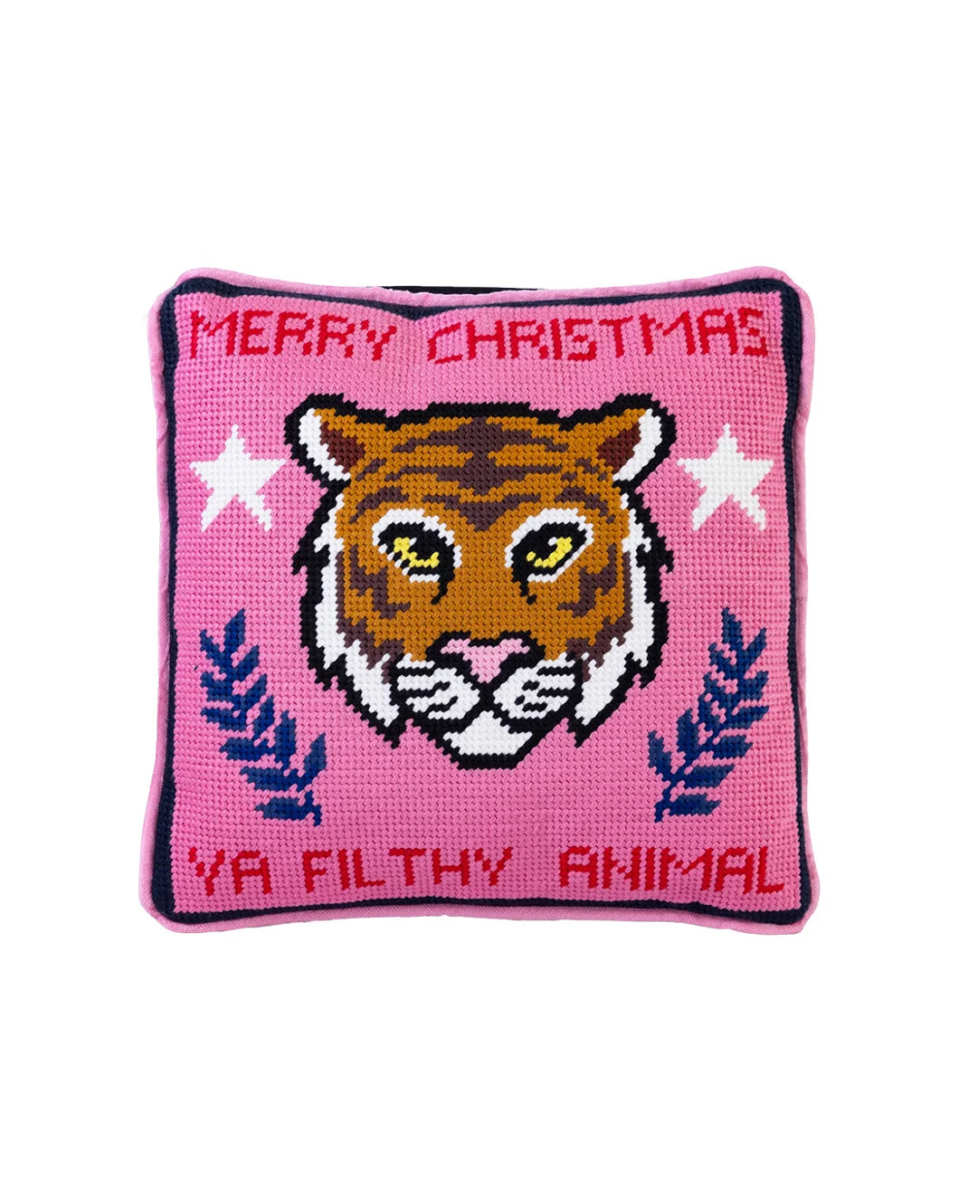 Filthy Animal Needlepoint Pillow