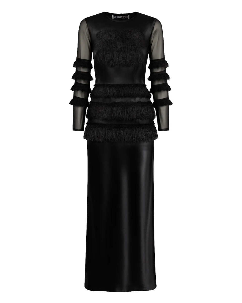 Combined Fringe Satin Dress