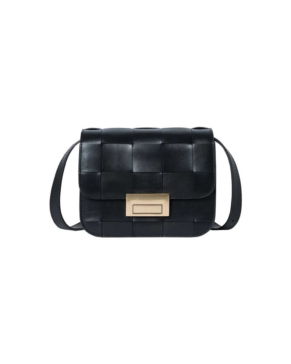 Desi Black Woven Leather Crossbody