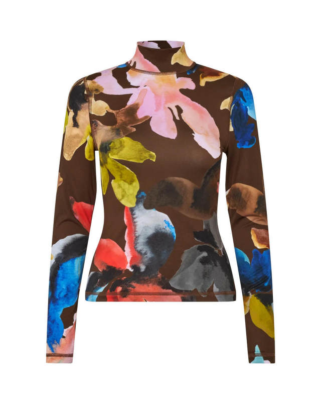 Elastic High Neck Collared Top