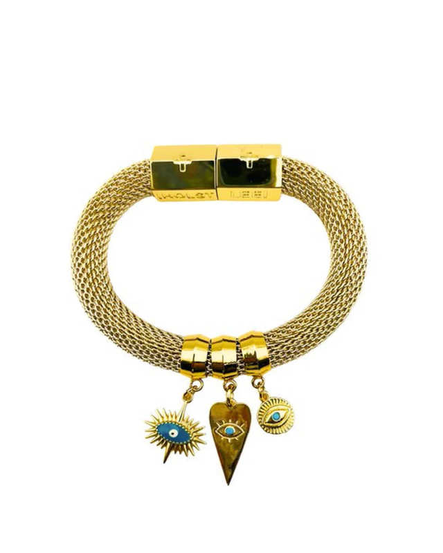 Classic Mesh Charm Bracelet Blue Luck