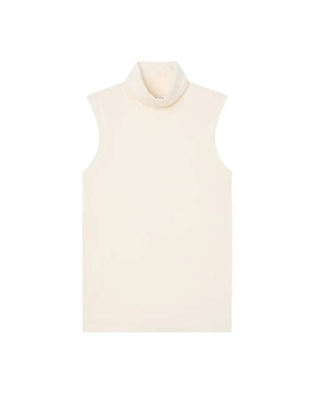 Sleeveless Light-Weight Merino Wool Turtleneck