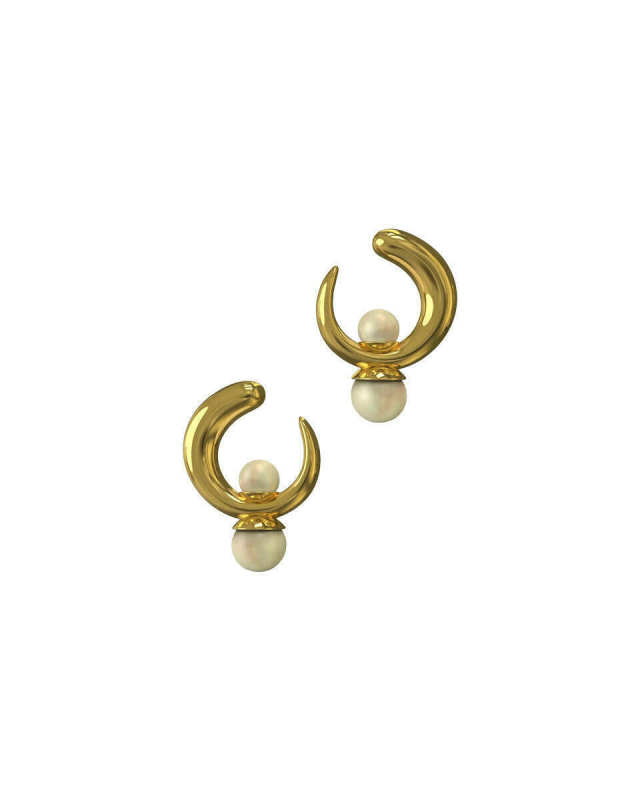 Tiny Isha Hoops with Double Pearl Drop