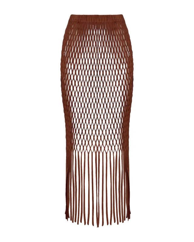 Yumi Faux Suede Laser Cut Skirt