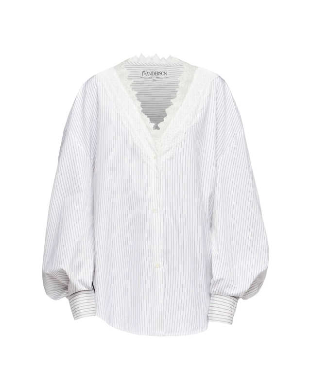 V-Neck Lace Trim Shirt