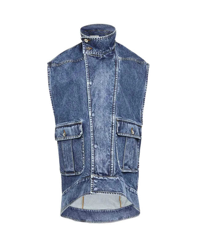 Oversized Sleeveless High Neck Jacket