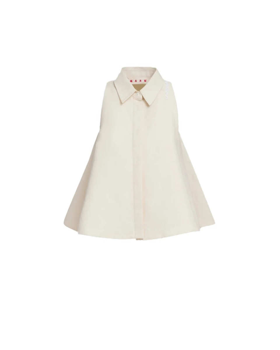 Ivory Cotton Flared Shirt with Marni Symbol