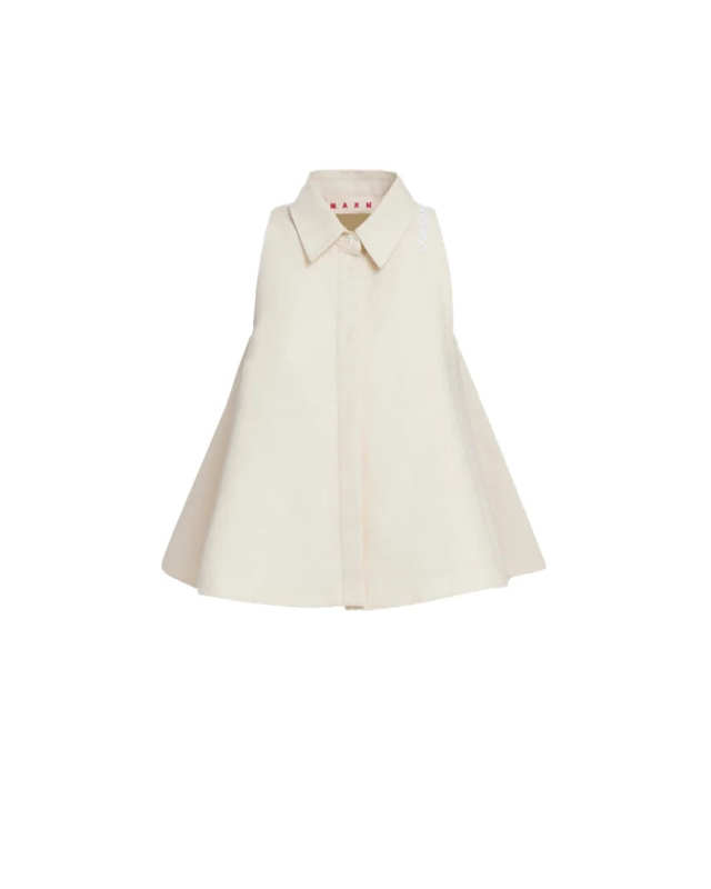 Ivory Cotton Flared Shirt with Marni Symbol