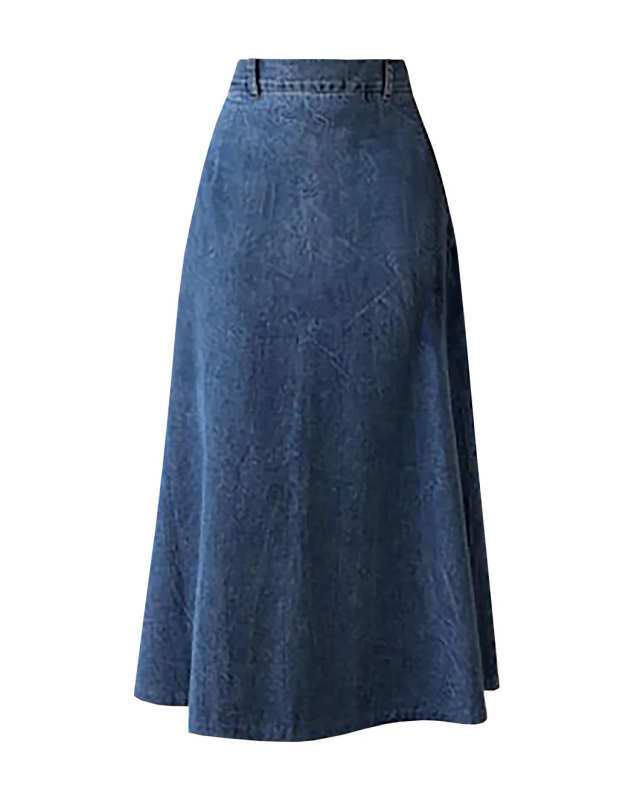 A-Line Denim Midi Skirt