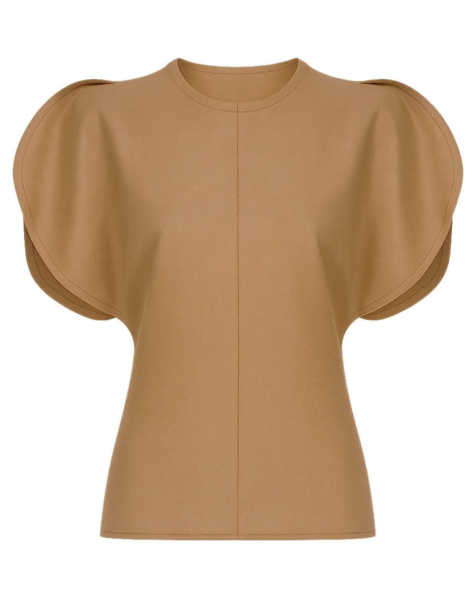 Draped Sleeve Top in Toffee Melange