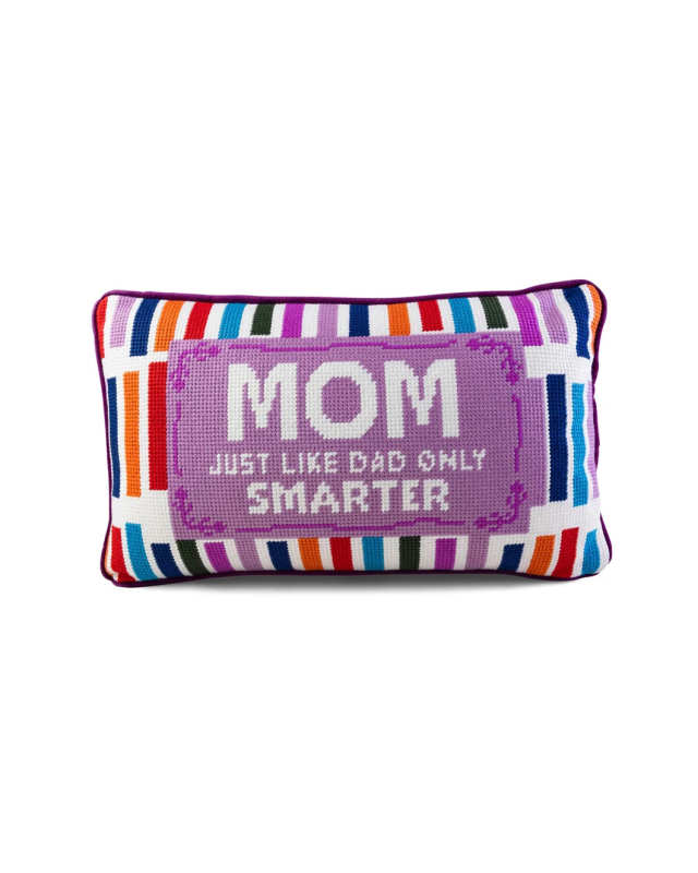 Mom Rules Needlepoint Pillow