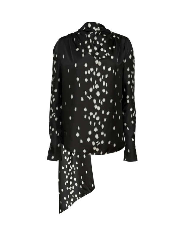 Printed Twill Blouse with Scarf