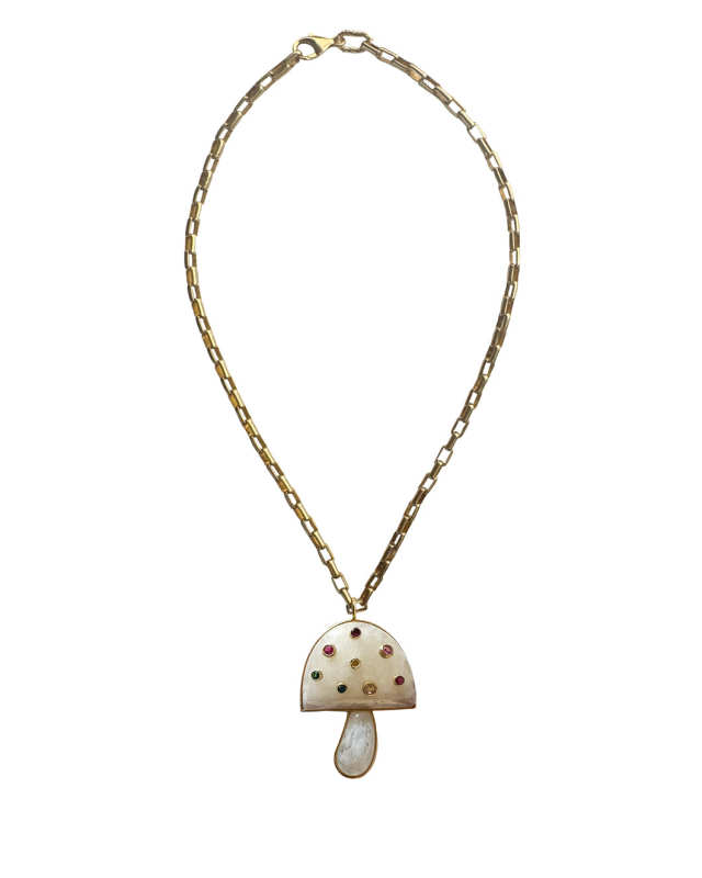 Moonstone, Multi Gem Mushroom Necklace