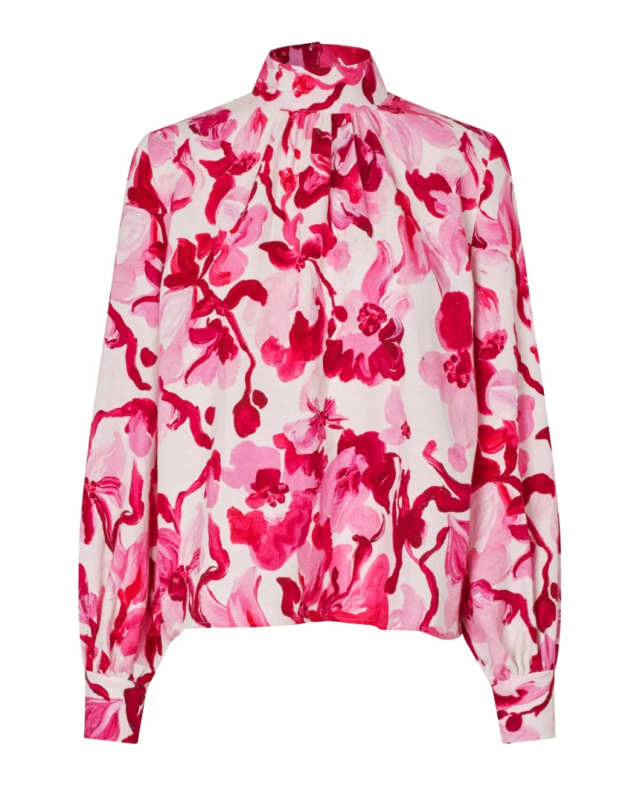 Gathered High Neck Long Sleeve Top