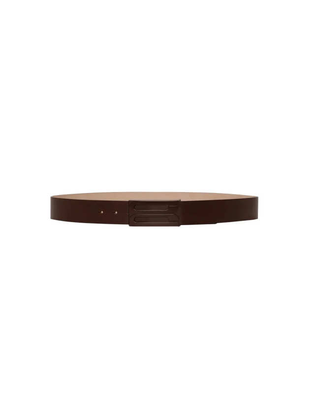 Tonal Jumbo Frame Belt In Dark Brown Smooth Leather