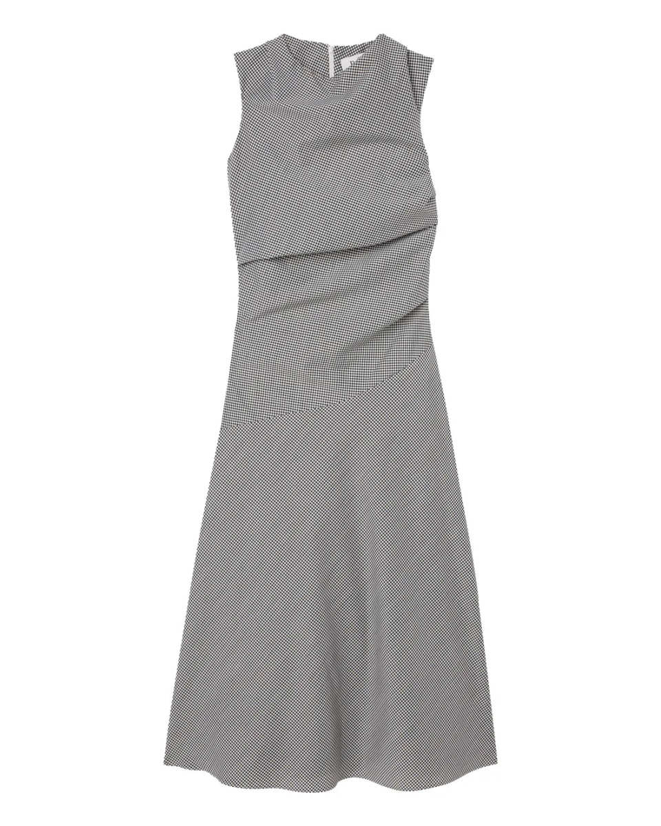 Sleeveless Twisted Mini Check Dress