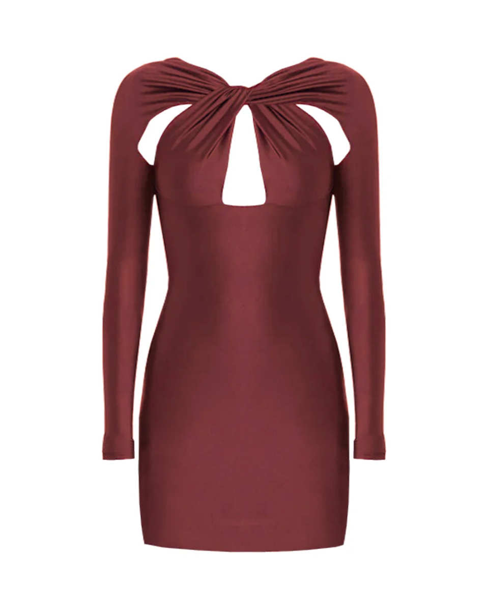 Twisted Cut Out Jersey Dress Red Rhubarb