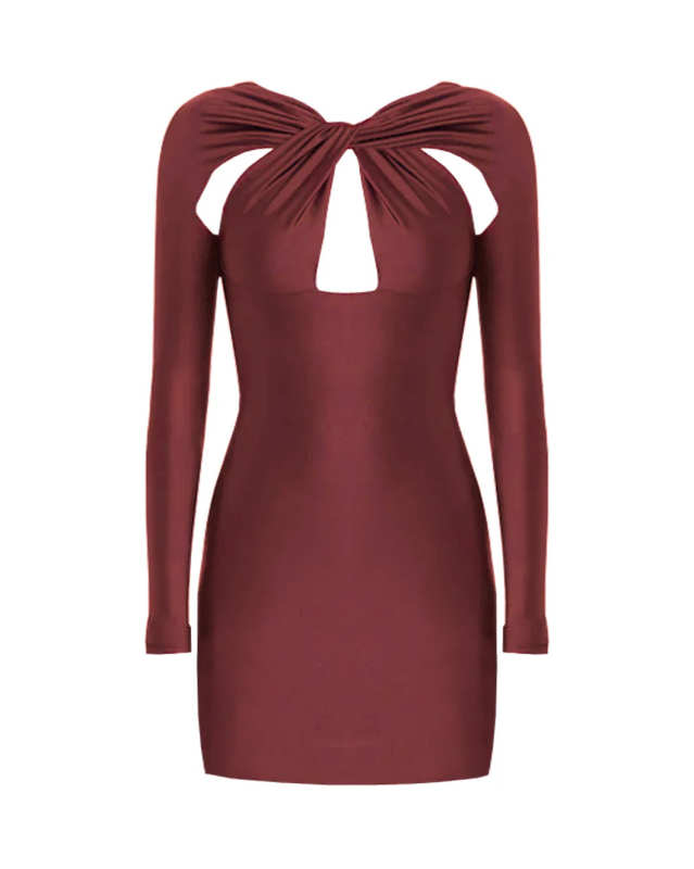 Twisted Cut Out Jersey Dress Red Rhubarb
