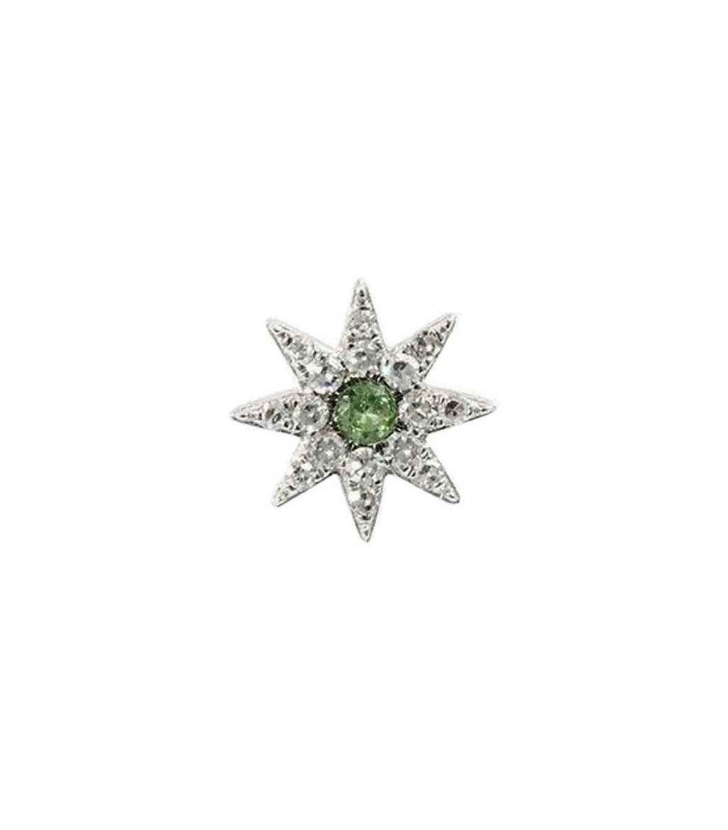 Diamond and Green Garnet Cosmic Star Stud