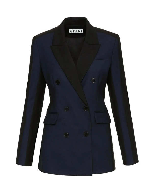 Colorblocked Double Breasted Blazer