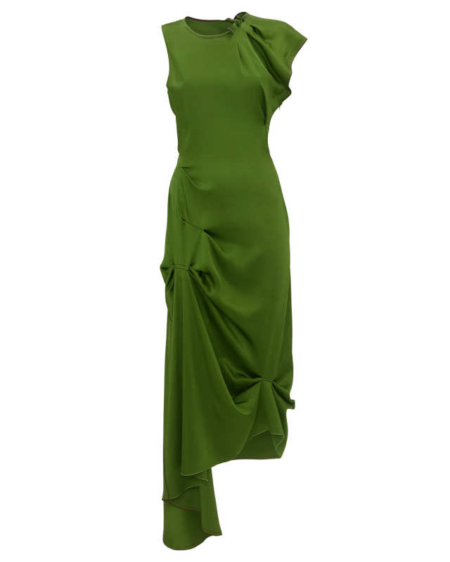 Draped Tuck Detail Midi Dress