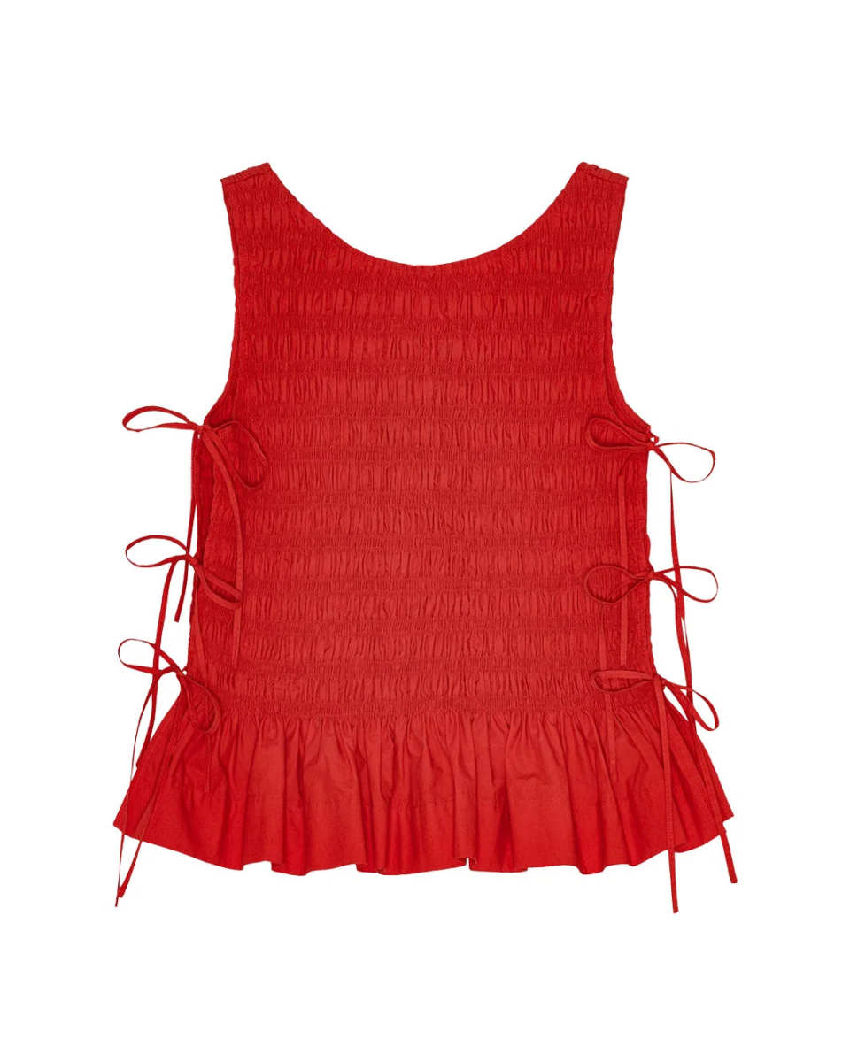 Cotton Smock Tie String Top