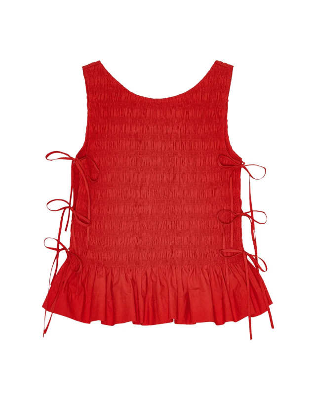 Cotton Smock Tie String Top