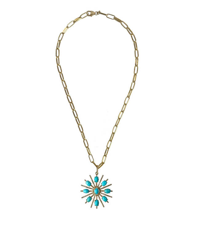 Turquoise Sunburst Thin Necklace