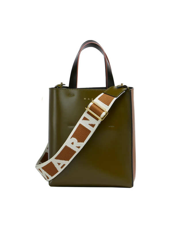 Deep Green Brown and Black Leather Museo Mini Bag