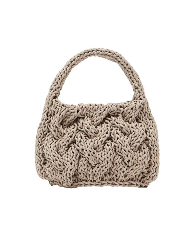 Small Cable Knit Bag Taup