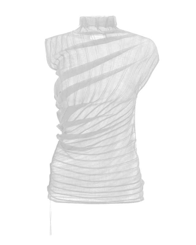 Draped Sleeveless High Neck Top