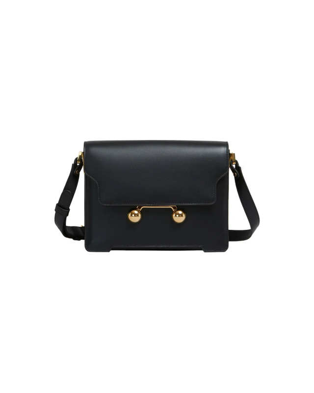 Black Leather Trunkaroo Medium Shoulder Bag