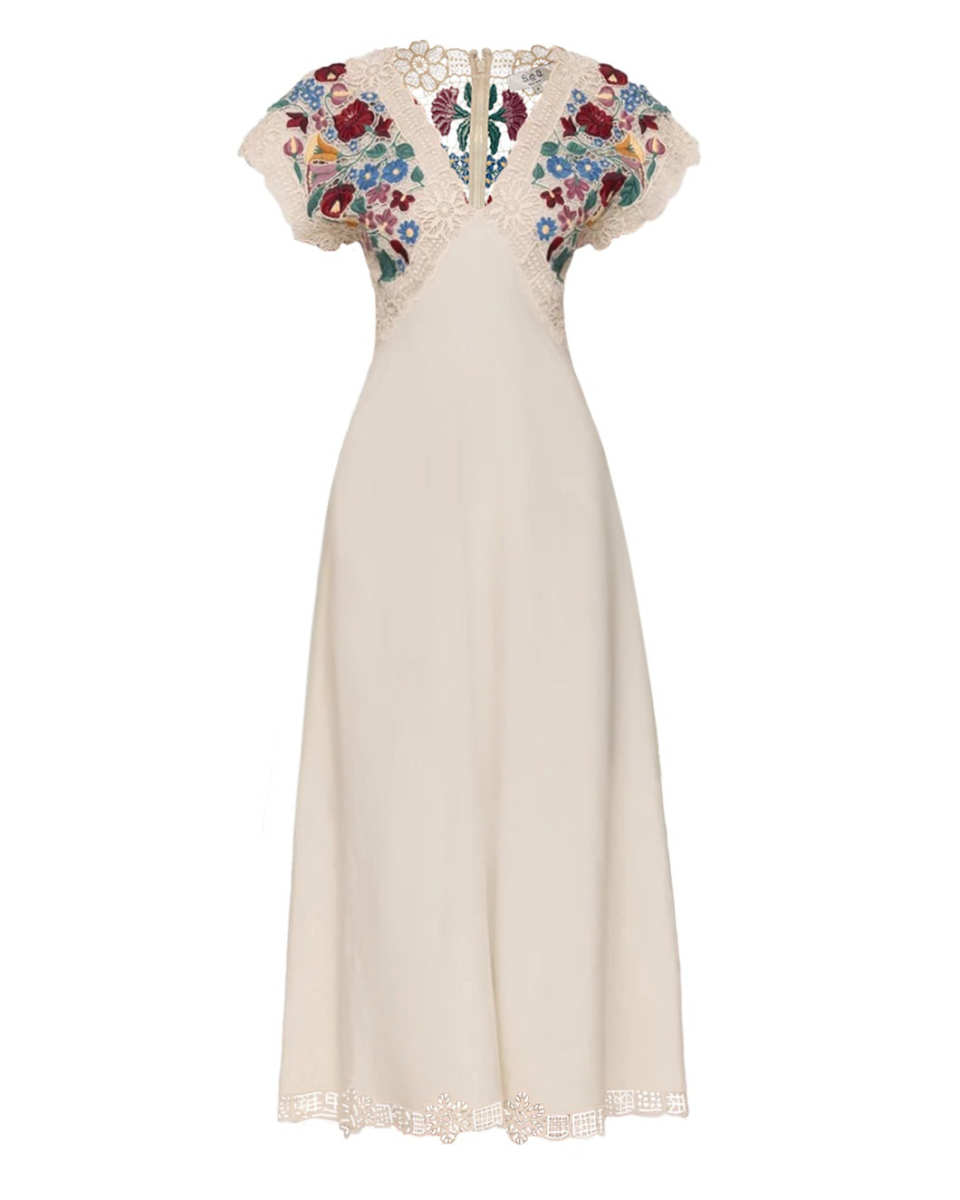 Katharine Embroidery V-Neck Dress