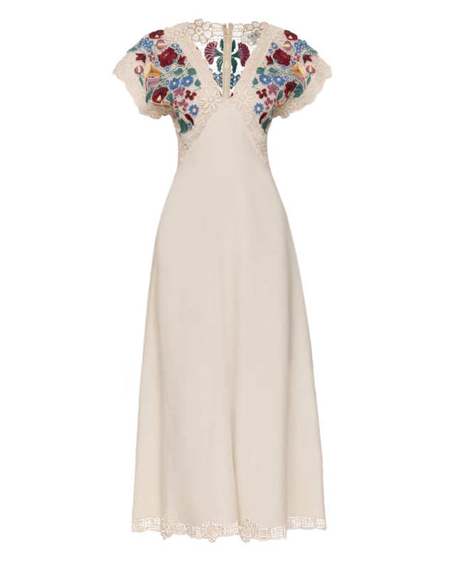Katharine Embroidery V-Neck Dress