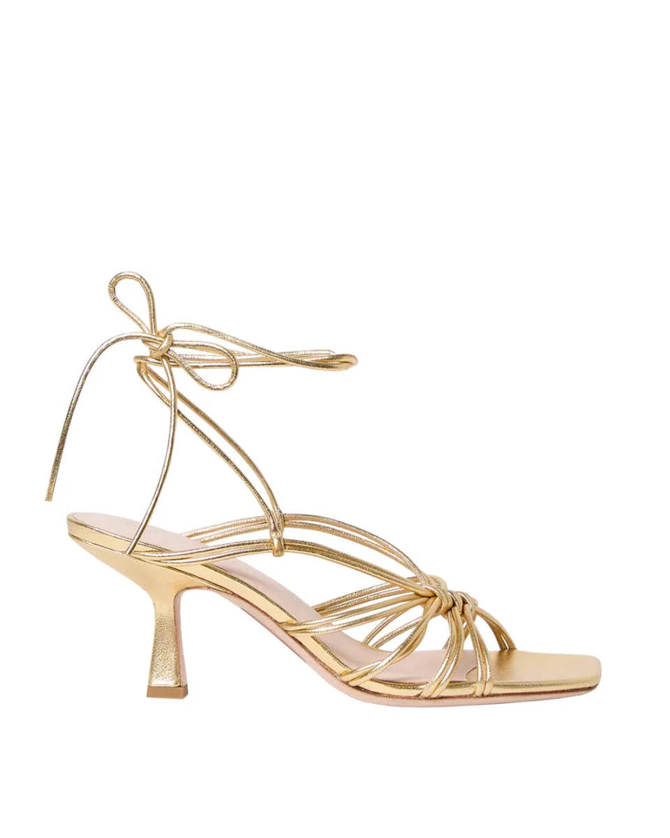 Vivienne Gold Lace-Up Heeled Sandal