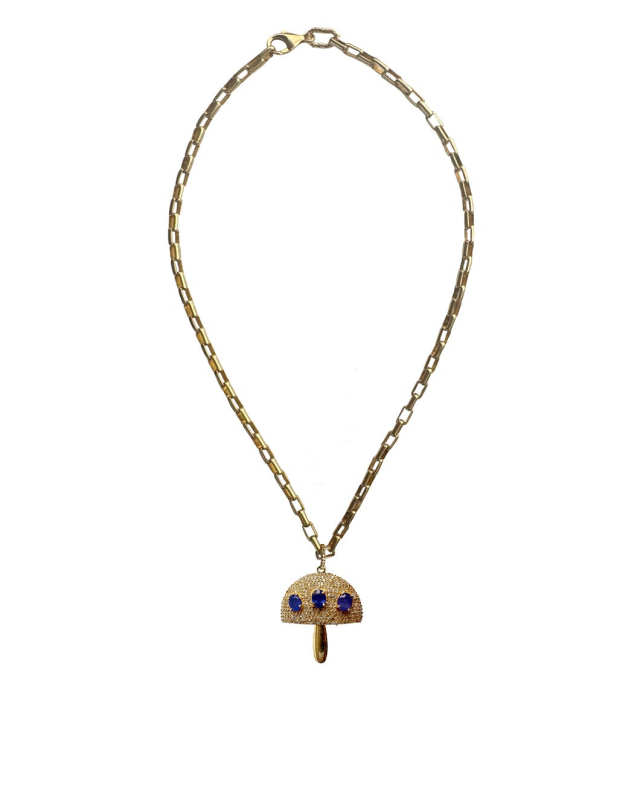 Diamond, Sapphire Mushroom Necklace