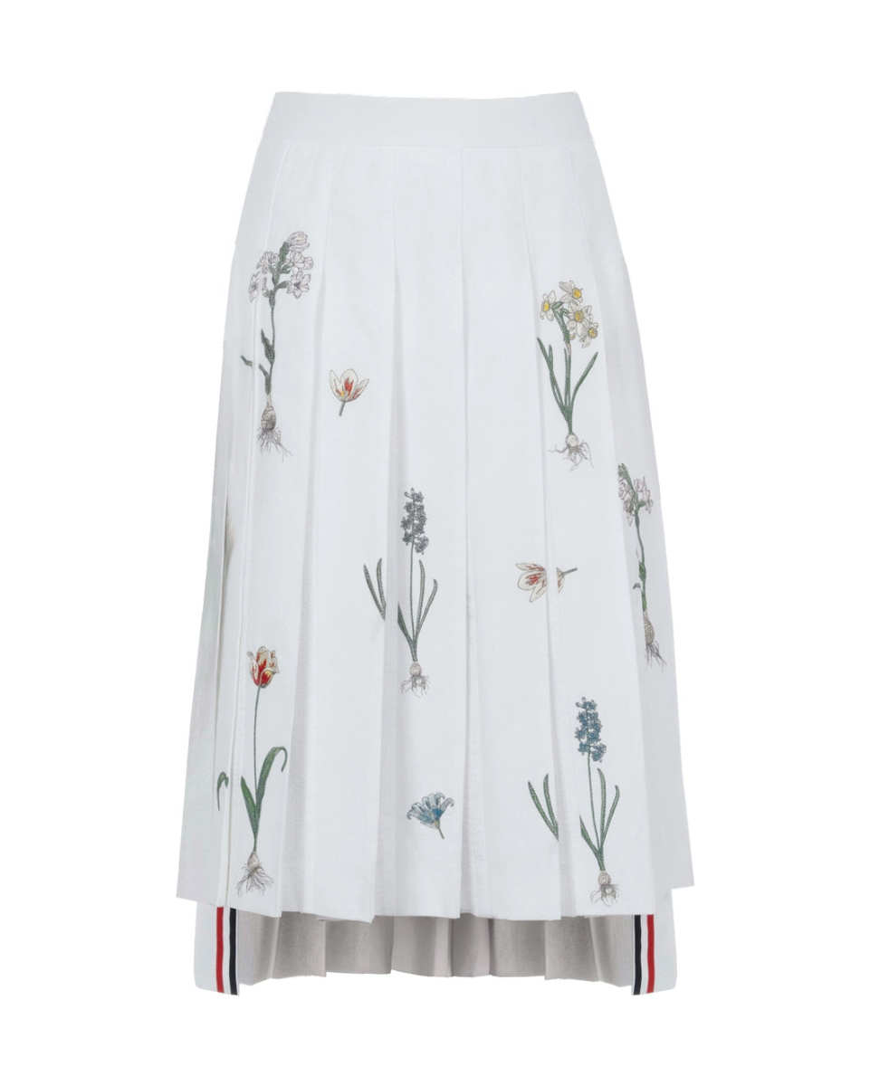 Knee Length Floral Pleated Skirt
