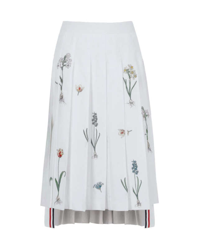 Knee Length Floral Pleated Skirt