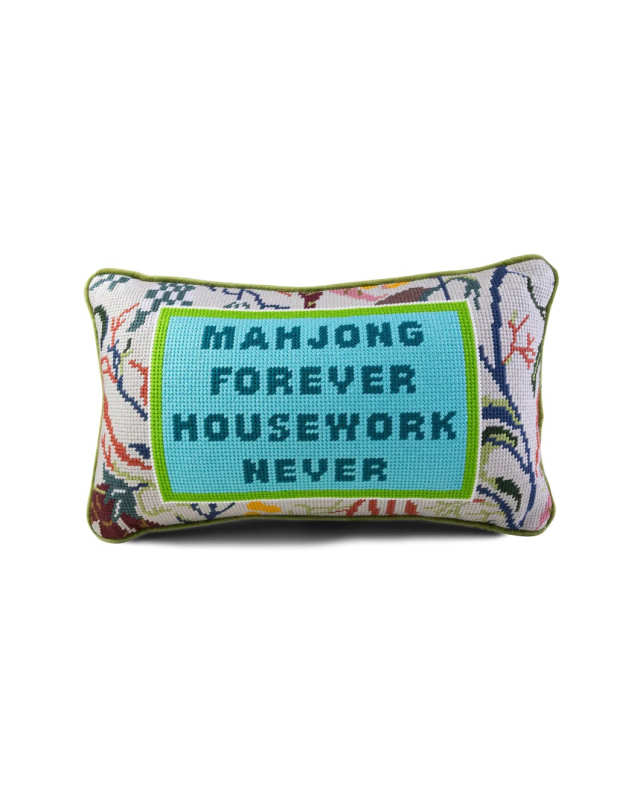 Mahjong Needlepoint Pillow