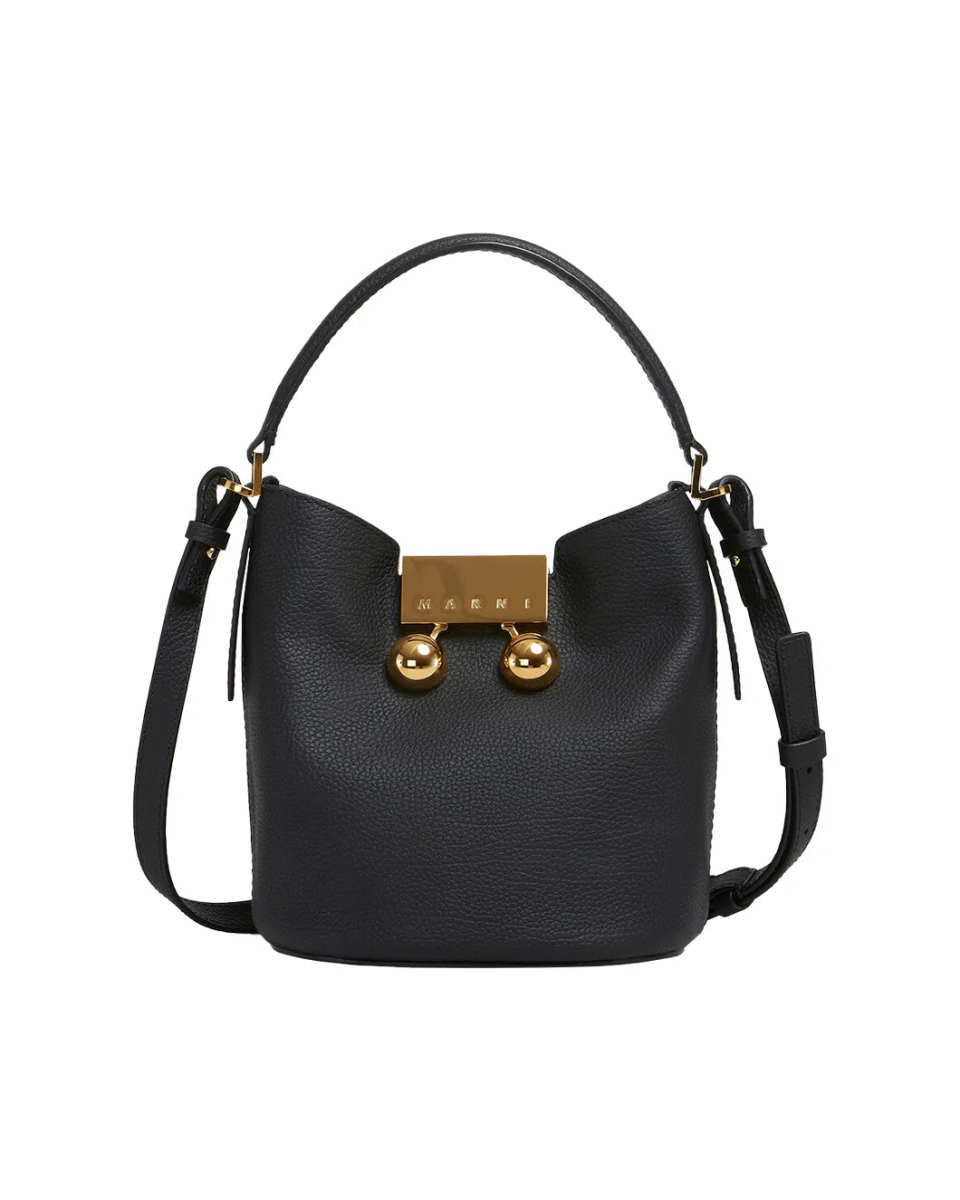 Black Leather Trunkaroo Bucket Bag