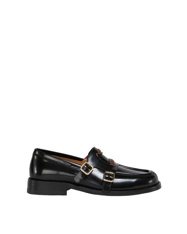 Black Leather Bambi 3.0 Loafer with Double Buckle
