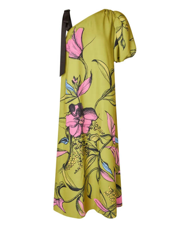 One Sleeve Maxi Dress With Bow Strap