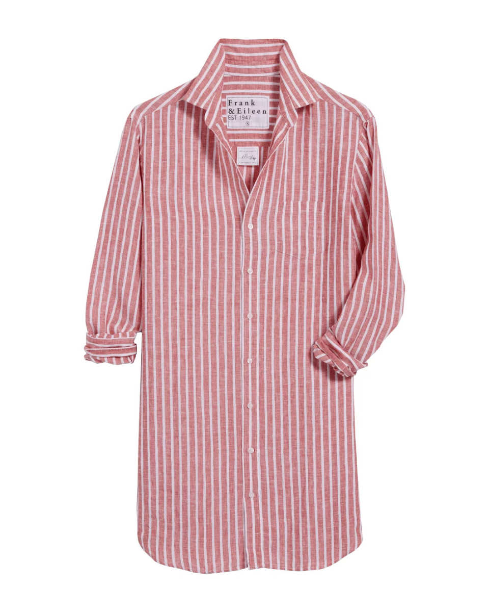 Mary Shirtdress Red and White Textured Stripe