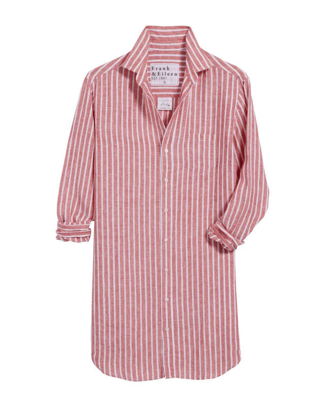 Mary Shirtdress Red and White Textured Stripe