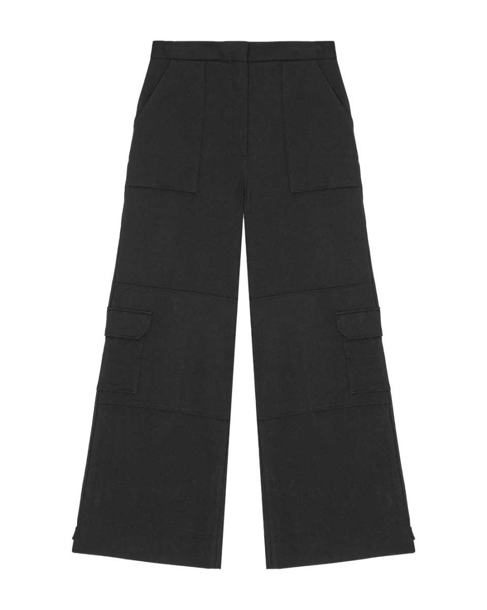 Black Twill Suiting Cargo Pants